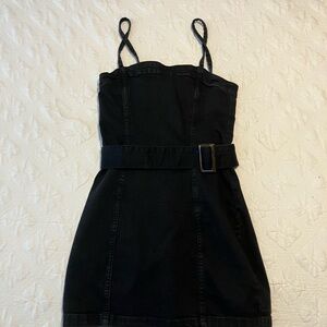 Divided Black Belted Dress